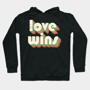 Retro Vintage Rainbow Love Wins Letters Distressed Style Hoodie